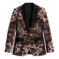 Burgundy Hawaiian Tapa Tribal Hibiscus Blazer