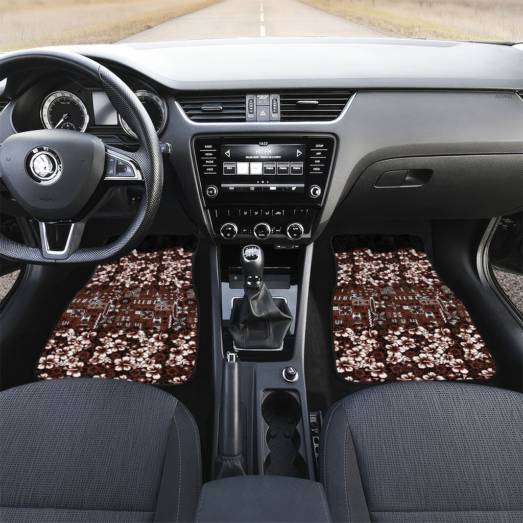 Burgundy Hawaiian Tapa Tribal Hibiscus Car Mats