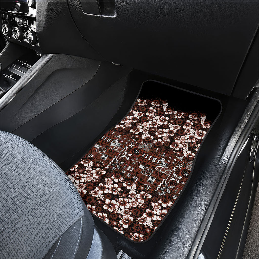 Burgundy Hawaiian Tapa Tribal Hibiscus Car Mats