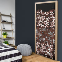 Burgundy Hawaiian Tapa Tribal Hibiscus Door Cover