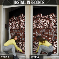 Burgundy Hawaiian Tapa Tribal Hibiscus Door Cover