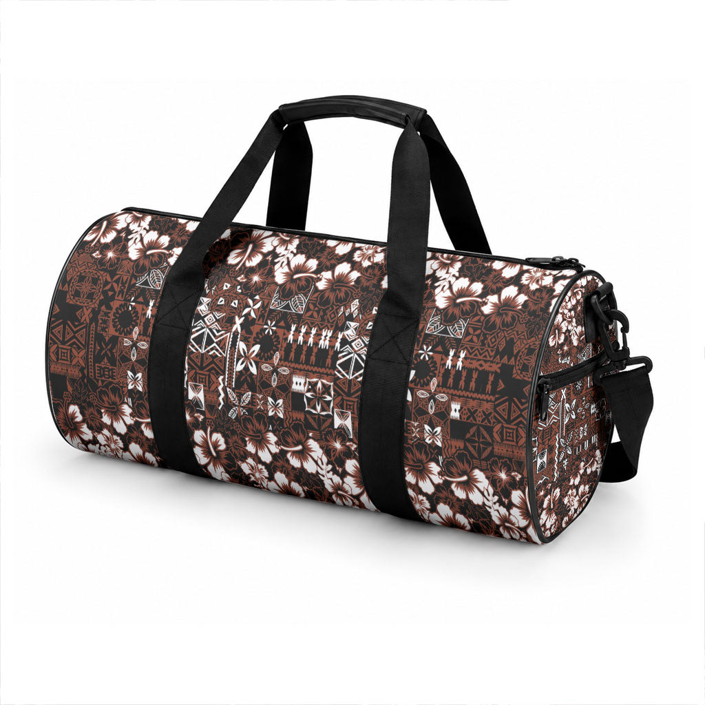 Burgundy Hawaiian Tapa Tribal Hibiscus Duffle Bag LT9 - Polynesian Pride