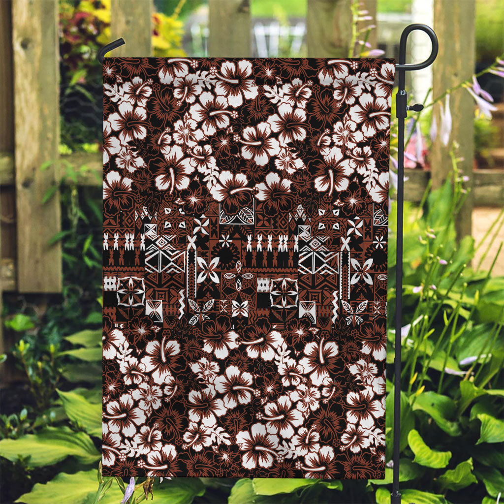 Burgundy Hawaiian Tapa Tribal Hibiscus Garden Flag