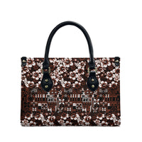 Burgundy Hawaiian Tapa Tribal Hibiscus Leather Bag