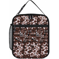 Burgundy Hawaiian Tapa Tribal Hibiscus Lunch Bag LT9 10.2 × 8.3 × 4.3 inch Burgundy - Polynesian Pride