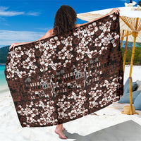 Burgundy Hawaiian Tapa Tribal Hibiscus Sarong