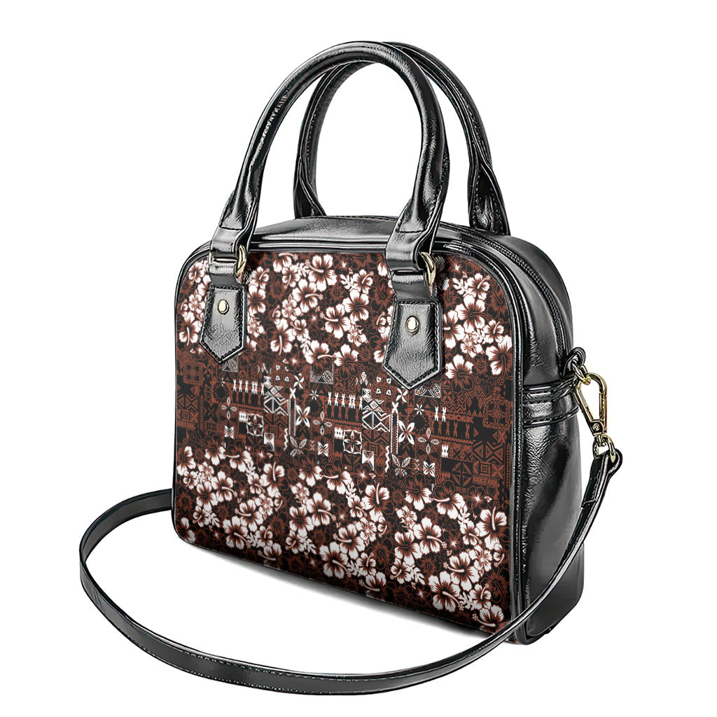 Burgundy Hawaiian Tapa Tribal Hibiscus Shoulder Handbag