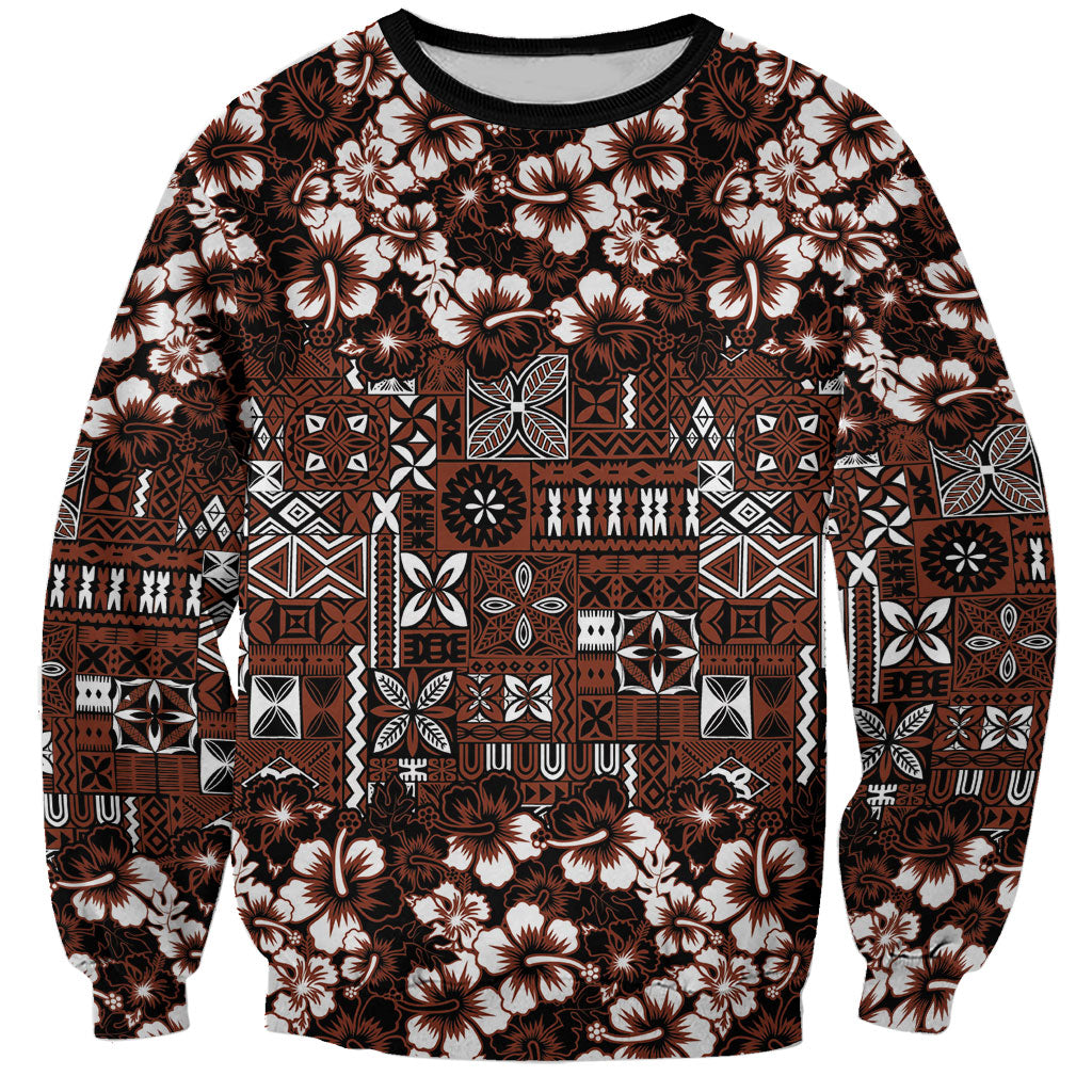 Burgundy Hawaiian Tapa Tribal Hibiscus Sweatshirt