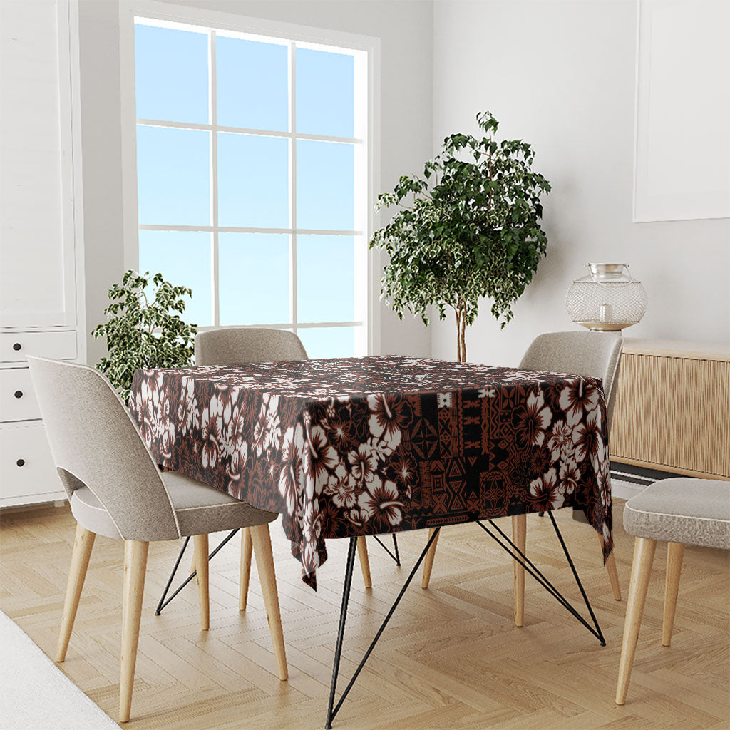 Burgundy Hawaiian Tapa Tribal Hibiscus Tablecloth
