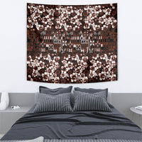 Burgundy Hawaiian Tapa Tribal Hibiscus Tapestry