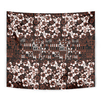 Burgundy Hawaiian Tapa Tribal Hibiscus Tapestry