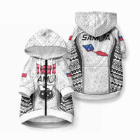 Samoa Rugby Pet Hoodie Go Champions World Cup 2023 Polynesian Unique LT9 Zip-up White - Polynesian Pride