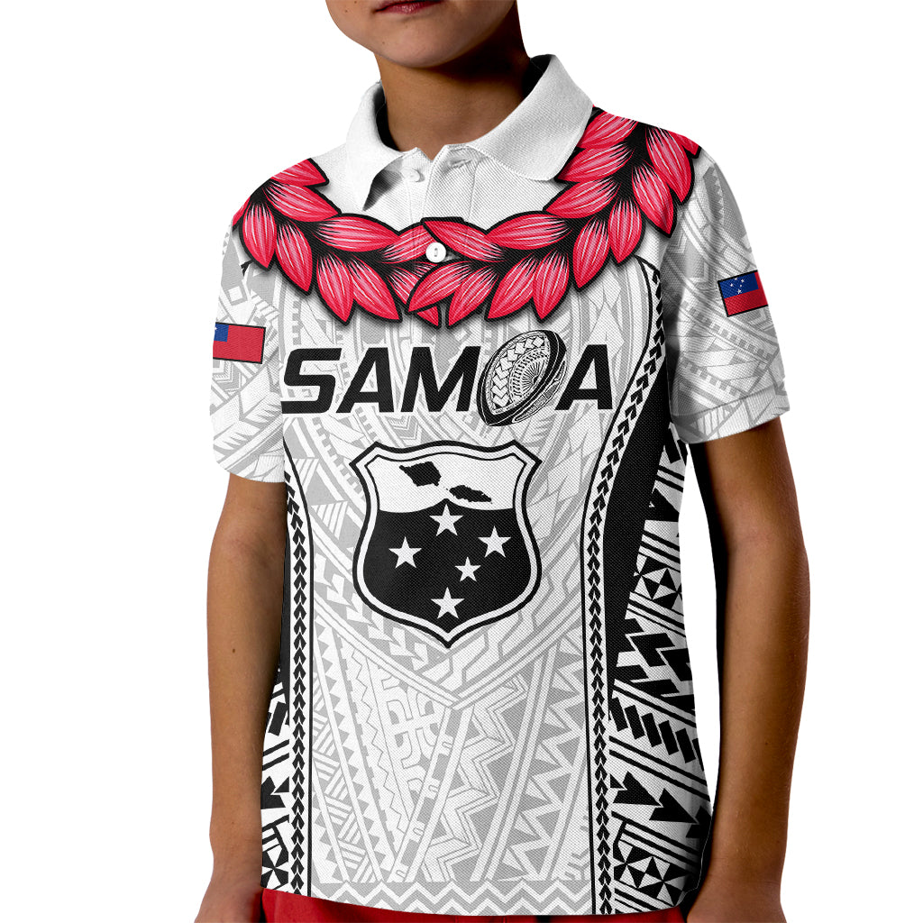 Custom Samoa Rugby Kid Polo Shirt Go Champions World Cup 2023 Polynesian Unique LT9 Kid White - Polynesian Pride