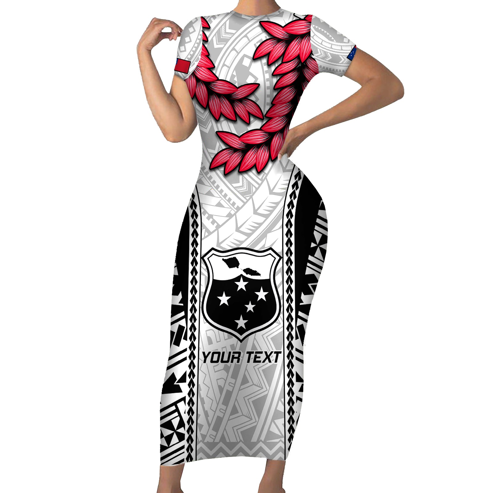 Custom Samoa Rugby Short Sleeve Bodycon Dress Go Champions World Cup 2023 Polynesian Unique LT9 Long Dress White - Polynesian Pride