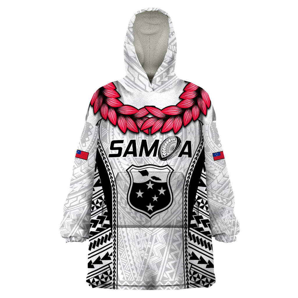 Custom Samoa Rugby Wearable Blanket Hoodie Go Champions World Cup 2023 Polynesian Unique LT9 One Size White - Polynesian Pride