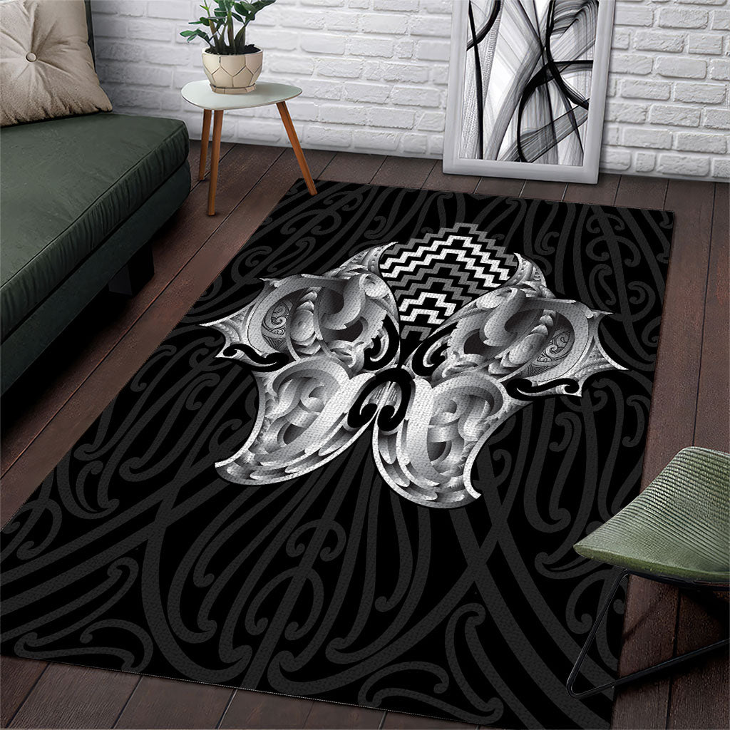 Aotearoa Kowhaiwhai Poutama Black Motif Area Rug LT9 Black - Polynesian Pride