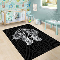 Aotearoa Kowhaiwhai Poutama Black Motif Area Rug LT9 - Polynesian Pride