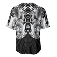 Aotearoa Kowhaiwhai Poutama Black Motif Baseball Jersey LT9 - Polynesian Pride