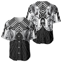 Aotearoa Kowhaiwhai Poutama Black Motif Baseball Jersey LT9 - Polynesian Pride