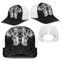 Aotearoa Kowhaiwhai Poutama Black Motif Baseball Net Cap