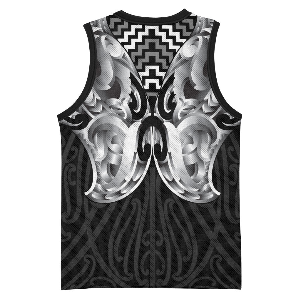 Aotearoa Kowhaiwhai Poutama Black Motif Basketball Jersey LT9 - Polynesian Pride