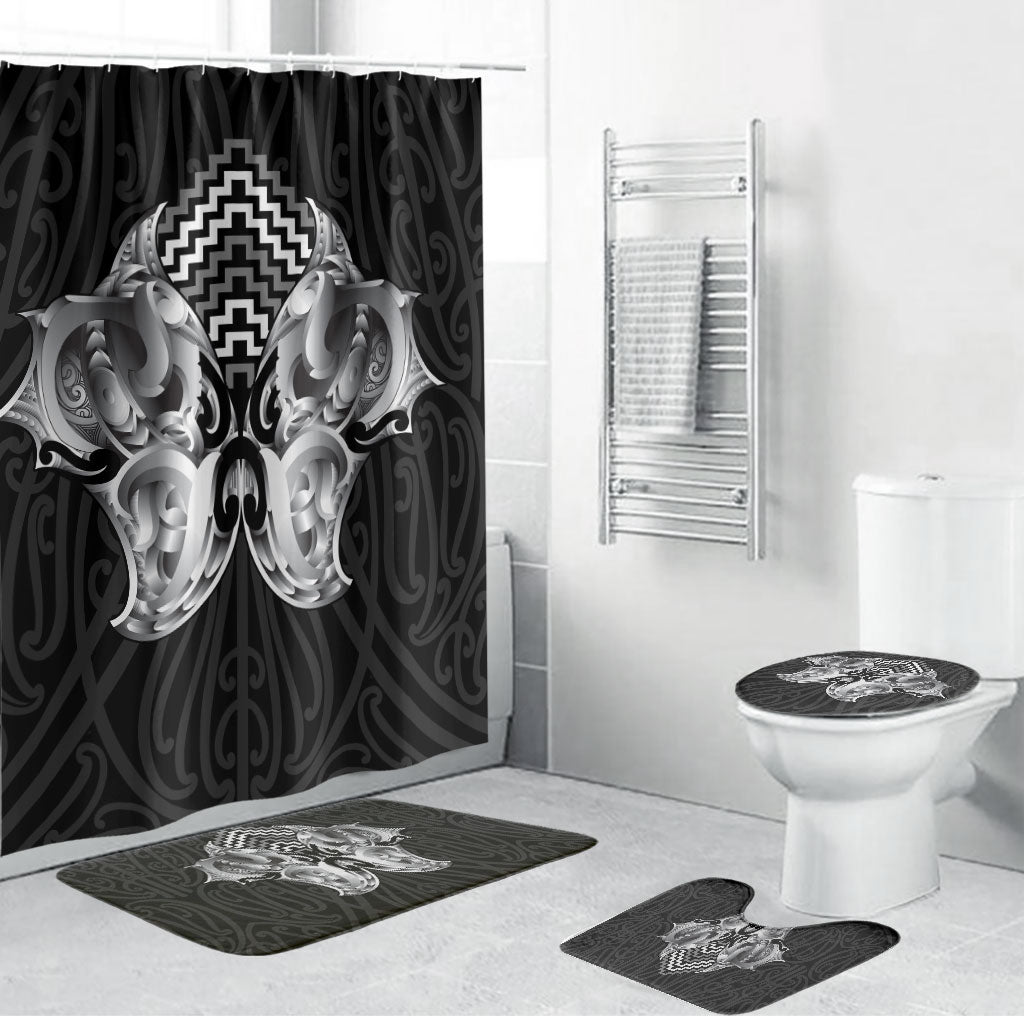 Aotearoa Kowhaiwhai Poutama Black Motif Bathroom Set LT9 Bathroom Set (4 pcs) Black - Polynesian Pride