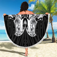 Aotearoa Kowhaiwhai Poutama Black Motif Beach Blanket LT9 - Polynesian Pride