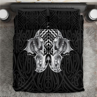 Aotearoa Kowhaiwhai Poutama Black Motif Bedding Set LT9 Black - Polynesian Pride