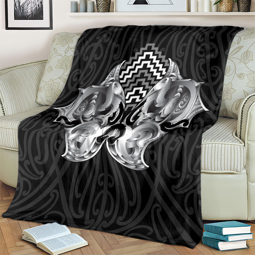 Aotearoa Kowhaiwhai Poutama Black Motif Blanket LT9 - Polynesian Pride