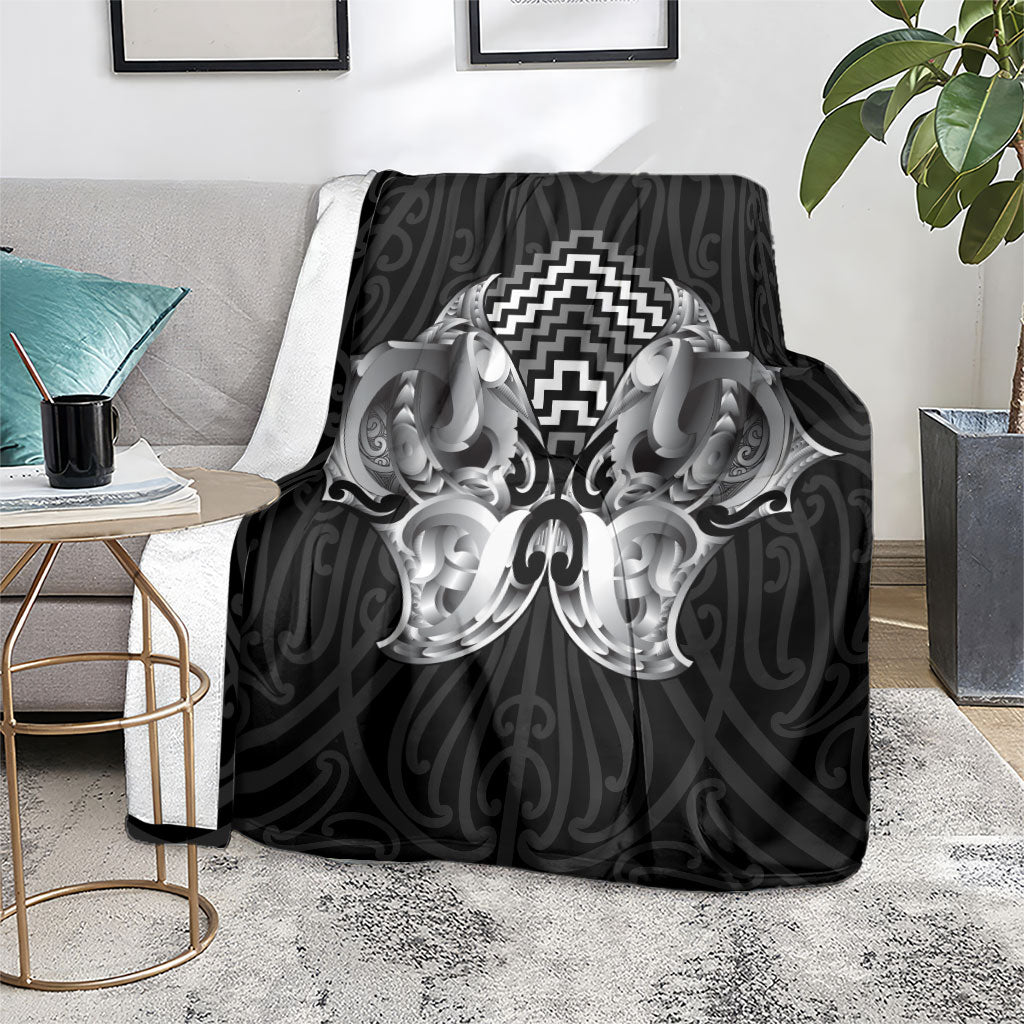 Aotearoa Kowhaiwhai Poutama Black Motif Blanket LT9 - Polynesian Pride