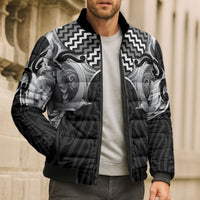 Aotearoa Kowhaiwhai Poutama Black Motif Bomber Puffer Jacket LT9 - Polynesian Pride