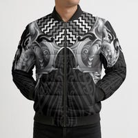 Aotearoa Kowhaiwhai Poutama Black Motif Bomber Puffer Jacket LT9 - Polynesian Pride