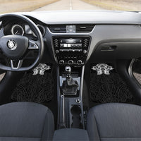 Aotearoa Kowhaiwhai Poutama Black Motif Car Mats LT9 Set 2pcs - Front Black - Polynesian Pride