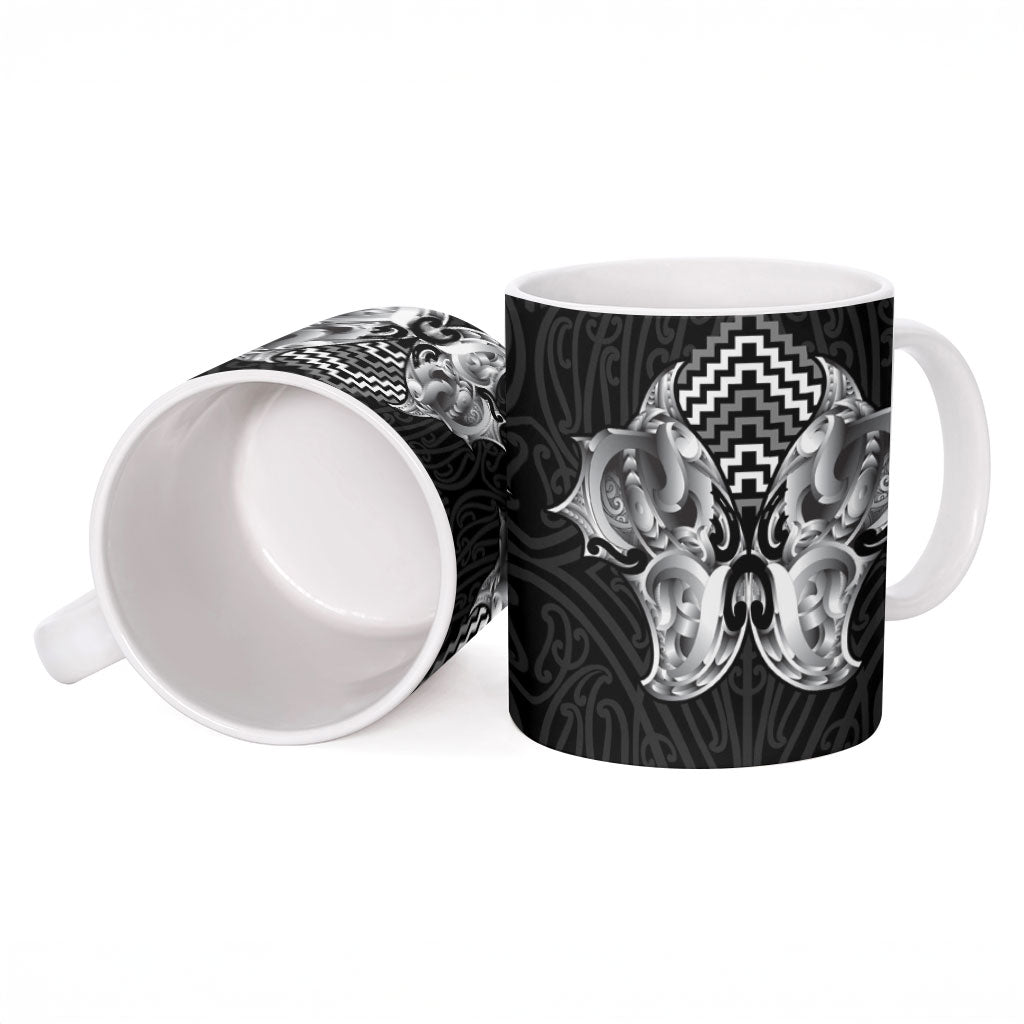 Aotearoa Kowhaiwhai Poutama Black Motif Ceramic Mug