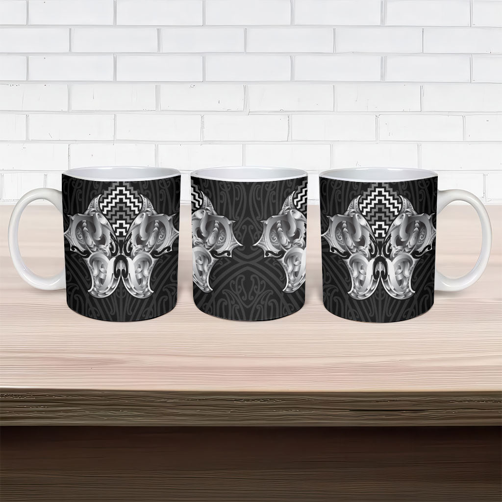 Aotearoa Kowhaiwhai Poutama Black Motif Ceramic Mug