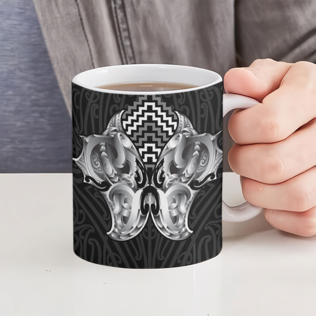 Aotearoa Kowhaiwhai Poutama Black Motif Ceramic Mug