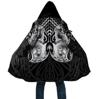 Aotearoa Kowhaiwhai Poutama Black Motif Cloak LT9 Unisex Black - Polynesian Pride