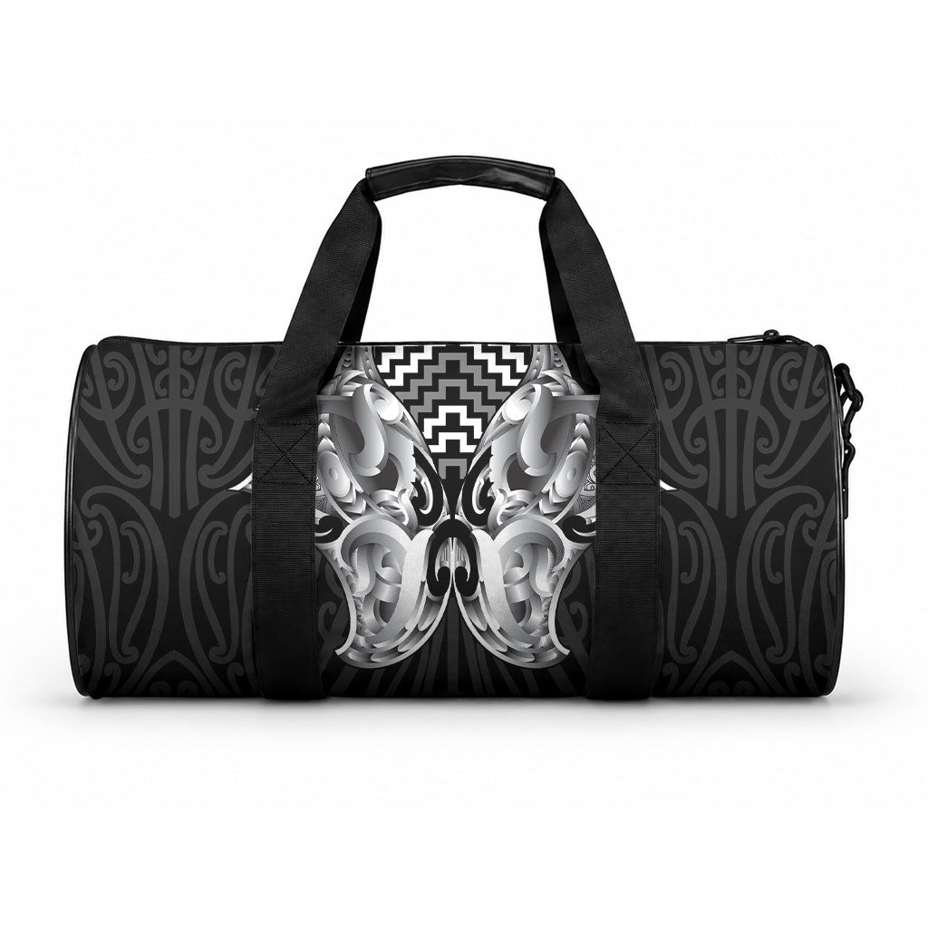 Aotearoa Kowhaiwhai Poutama Black Motif Duffle Bag LT9 One size Black - Polynesian Pride