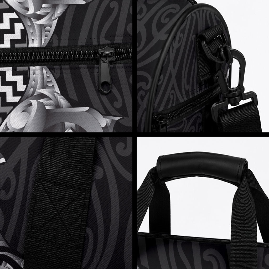 Aotearoa Kowhaiwhai Poutama Black Motif Duffle Bag LT9 - Polynesian Pride