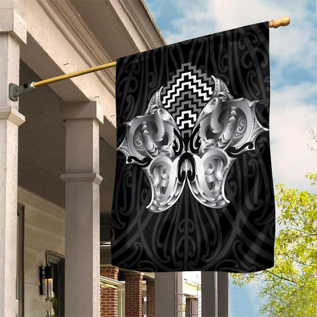 Aotearoa Kowhaiwhai Poutama Black Motif Garden Flag LT9 House Flag Black - Polynesian Pride