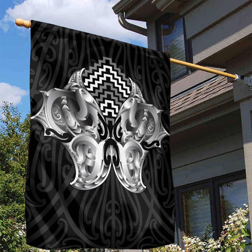 Aotearoa Kowhaiwhai Poutama Black Motif Garden Flag LT9 - Polynesian Pride