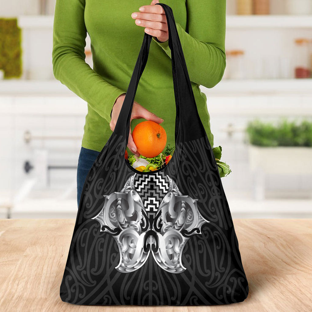 Aotearoa Kowhaiwhai Poutama Black Motif Grocery Bag LT9 - Polynesian Pride