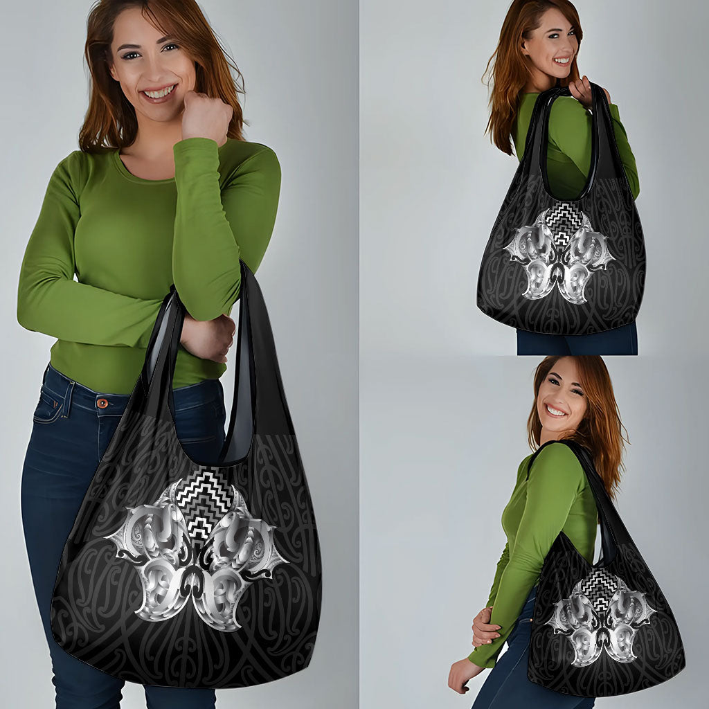 Aotearoa Kowhaiwhai Poutama Black Motif Grocery Bag LT9 - Polynesian Pride