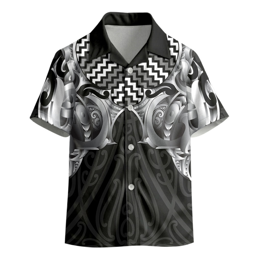 Aotearoa Kowhaiwhai Poutama Black Motif Kid Hawaiian Shirt LT9 - Polynesian Pride