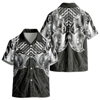 Aotearoa Kowhaiwhai Poutama Black Motif Kid Hawaiian Shirt LT9 - Polynesian Pride