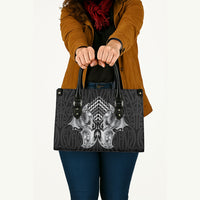 Aotearoa Kowhaiwhai Poutama Black Motif Leather Bag LT9 - Polynesian Pride