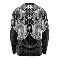 Aotearoa Kowhaiwhai Poutama Black Motif Long Sleeve Shirt LT9 - Polynesian Pride