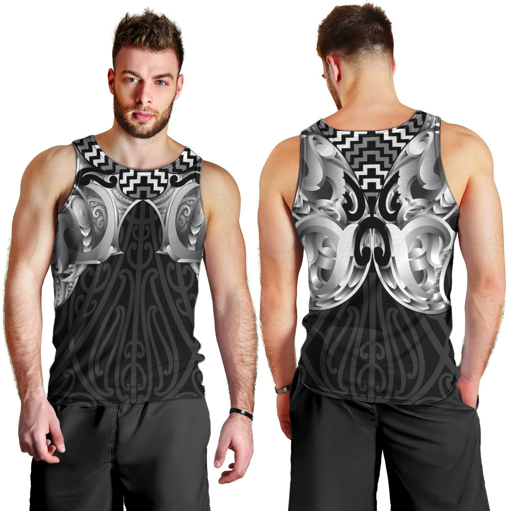 Aotearoa Kowhaiwhai Poutama Black Motif Men Tank Top LT9 - Polynesian Pride