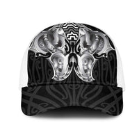 Aotearoa Kowhaiwhai Poutama Black Motif Mesh Trucker Cap