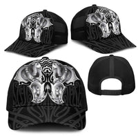 Aotearoa Kowhaiwhai Poutama Black Motif Mesh Trucker Cap